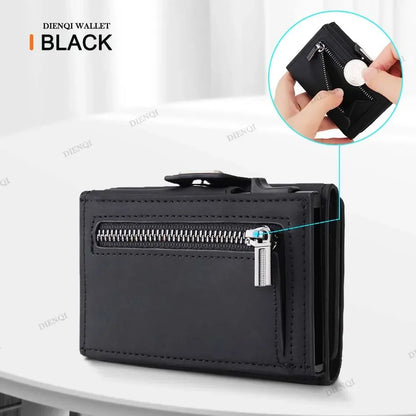 Portefeuille de luxe pour cartes de crédit RFID, en cuir microfibre, pop-up, pour hommes, sac à monnaie, porte-monnaie pour hommes