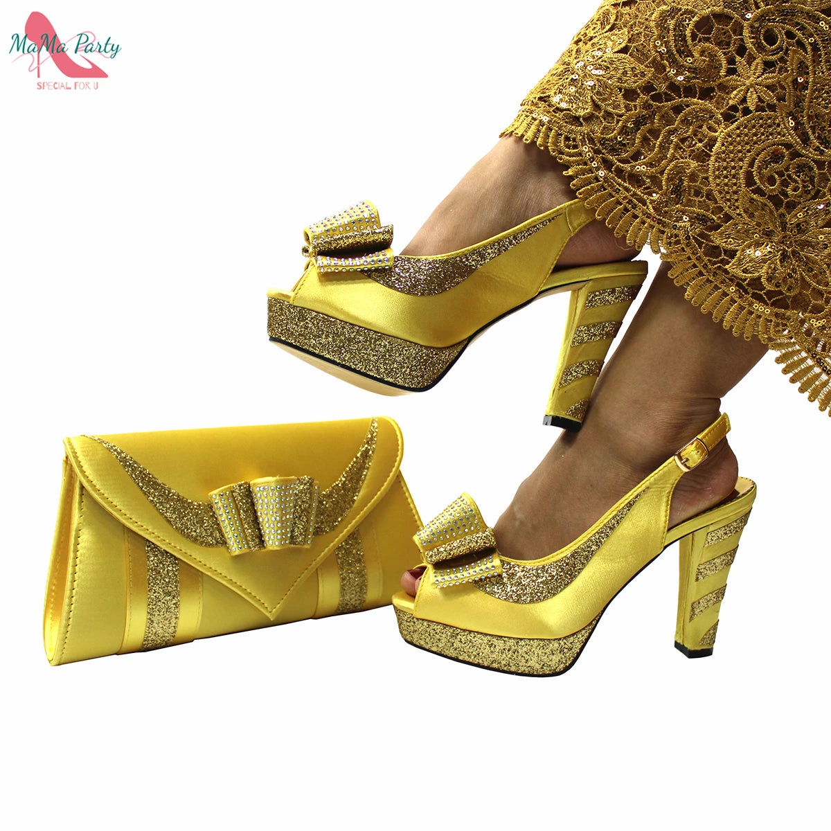 2021 Specials Design Black Color Nigerian Women Shoes and Bag Set High Quality Slingback Sandals with Appliques for Wedding