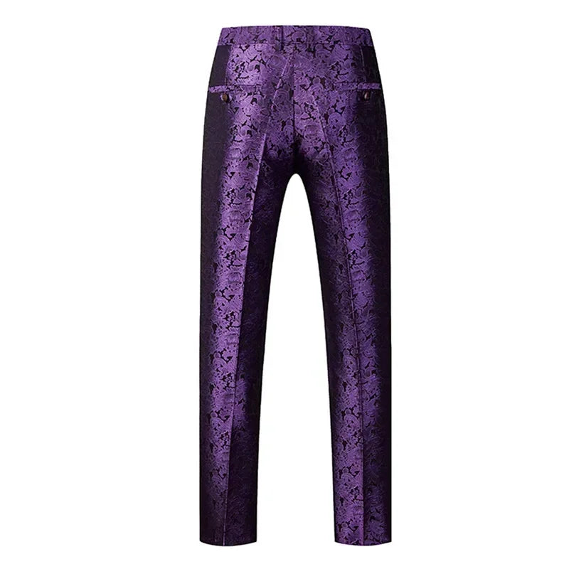 Blue Men's Suit Trousers, Jacquard Fabric Pants, Wedding Party Dress Pant, Asian Size M-5XL 6XL, Pantalones Hombre