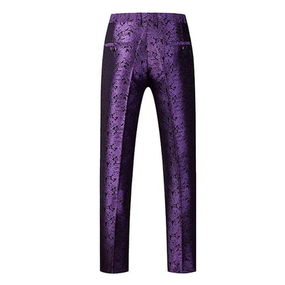 Blue Men's Suit Trousers, Jacquard Fabric Pants, Wedding Party Dress Pant, Asian Size M-5XL 6XL, Pantalones Hombre