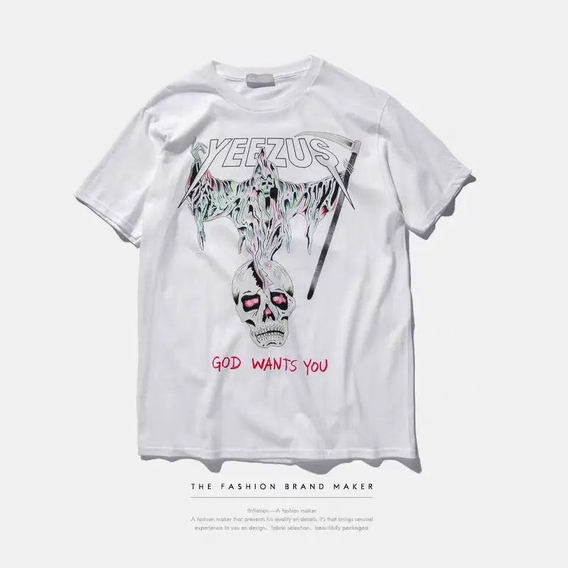 yeezus kanye west T shirt cotton streetwear concert hiphop short sleeve