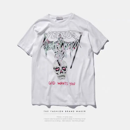 yeezus kanye west T shirt cotton streetwear concert hiphop short sleeve