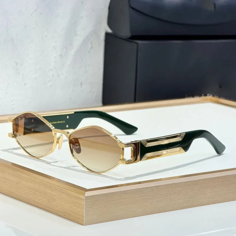 The Drive II Germany Sunglasses Irregular Oval Alloy Designer Acetate UV400 High Quality Fashion Street Classcial with Case