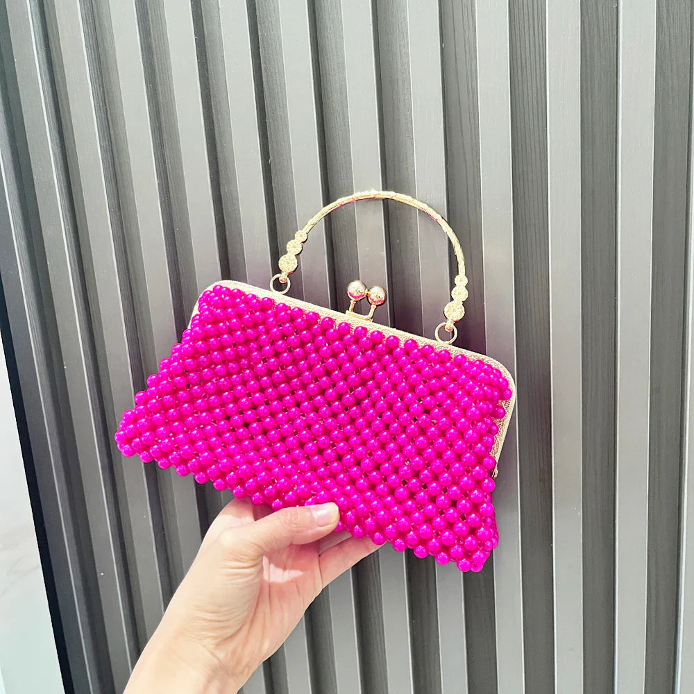 Purses and handbag luxury Designer Clutch purse handmade Pearl decoration Party Wedding Evening bag banquet bag