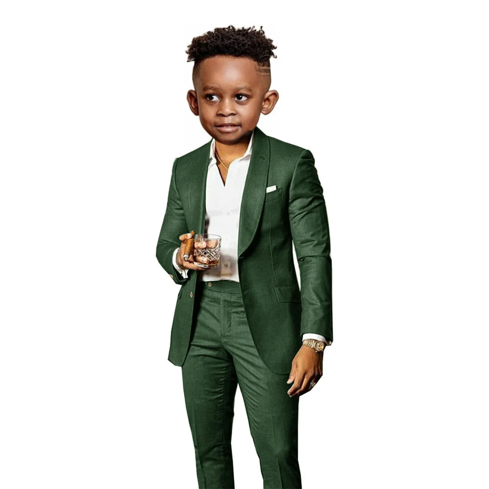 Many Colors Boys Regular Fit Suit Set 2 Pieces Jacket Pants Formal Banquet Outfit Handsome Comfortable Wedding Tuxedo For Kids