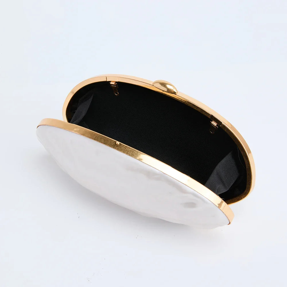 Shell Clutch Bag Acrylic pearl color frame purse women beach wedding evening party cute ivory handbag 2025 spring new