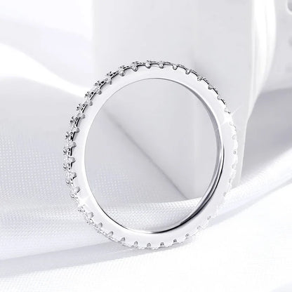 18k Plated 0.57ct Full Enternity Moissanite Ring Forn Women  S925 Sterling Silver Matching Diamond Band Wedding Jewelry