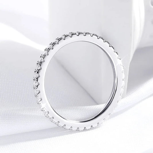 18k Plated 0.57ct Full Enternity Moissanite Ring Forn Women  S925 Sterling Silver Matching Diamond Band Wedding Jewelry