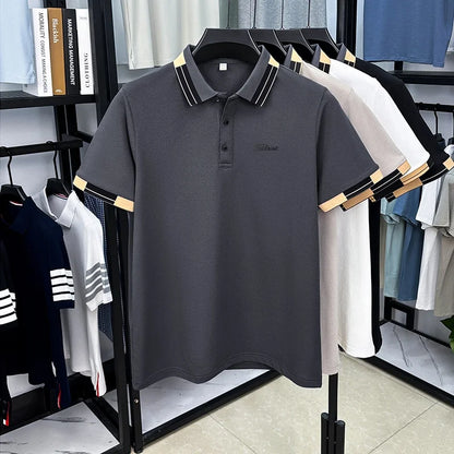 Brand Design Men's Lapel Short Sleeve Polo Shirt Summer New Arrival Letter Print T-Shirt Casual Business Fashion Men's Clothing