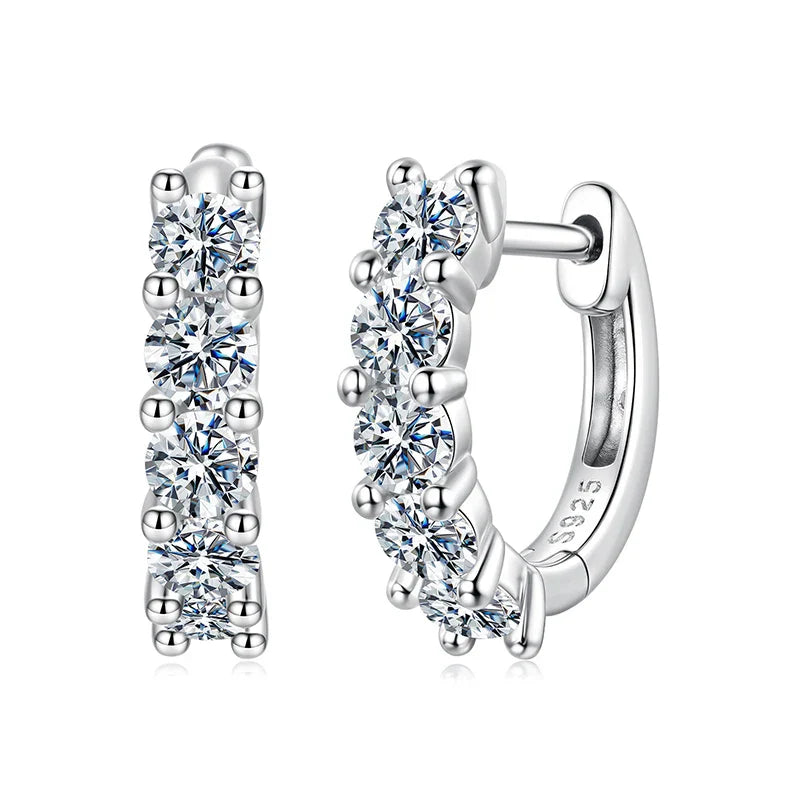 1cttw Classic Moissanite Hoop Earrings For Women, 925 Sterling Silver Sparkling Huggie Earrings Engagement Jewelry Gifts