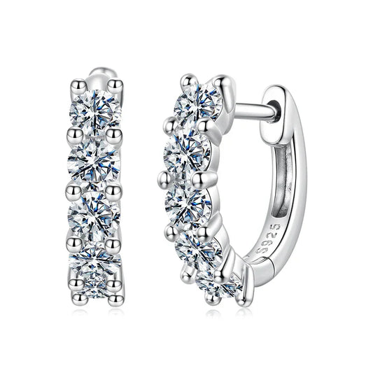 1cttw Classic Moissanite Hoop Earrings For Women, 925 Sterling Silver Sparkling Huggie Earrings Engagement Jewelry Gifts