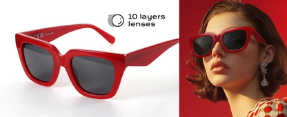 Women's Fashion Sunglasses Polarized UV Protection Square Acetate Frame Gift with Printing Butterfly Design