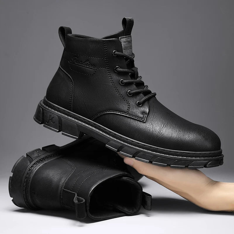 Winter Men Boots Outdoor Leather Ankle Boots Lightweight High Top Casual Boots Designer Male Work Boots Classic Handmade Boots