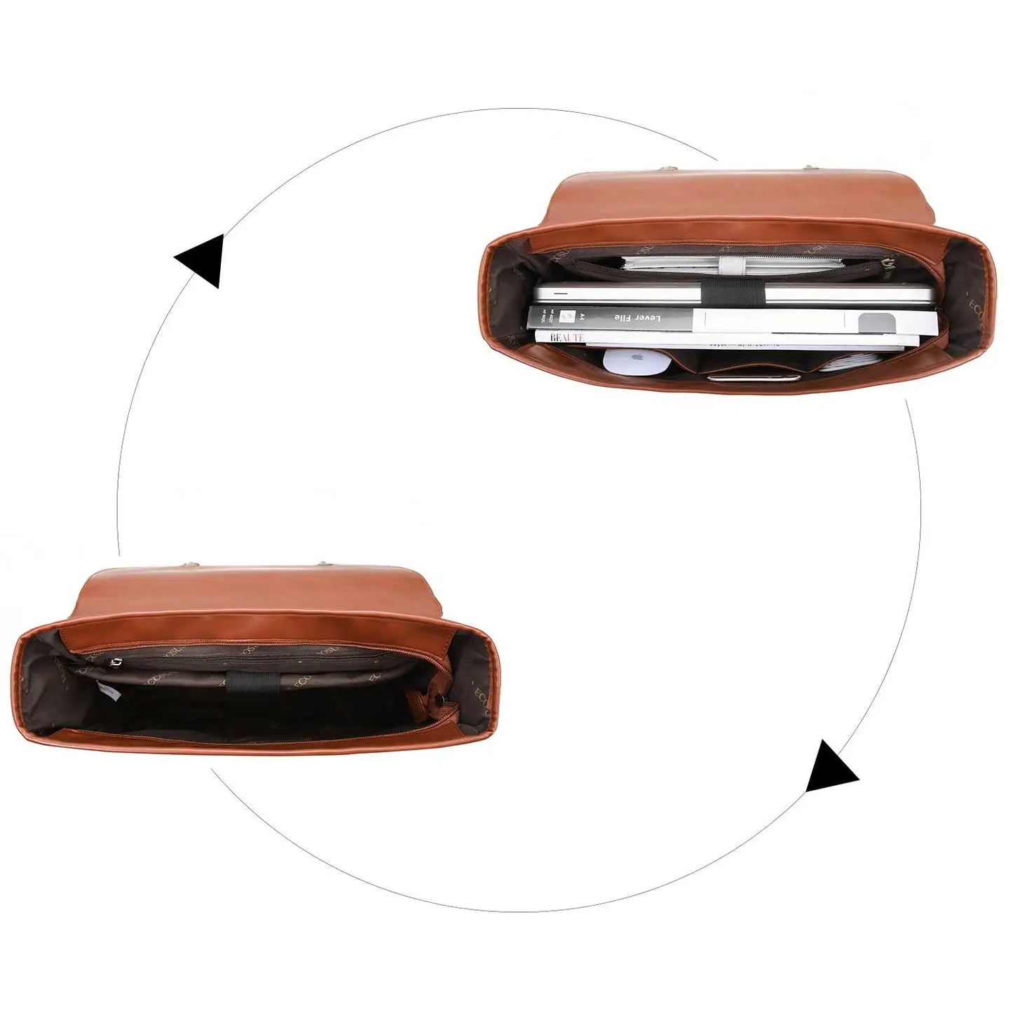 Bags for Women Courier bags PU Leather 14'' Laptop Bag Satchel female Shoulder Bag for College Travel square bag