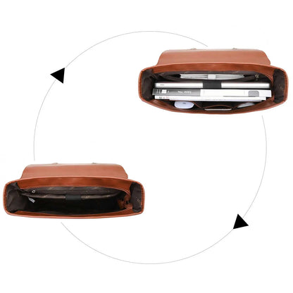 Bags for Women Courier bags PU Leather 14'' Laptop Bag Satchel female Shoulder Bag for College Travel square bag