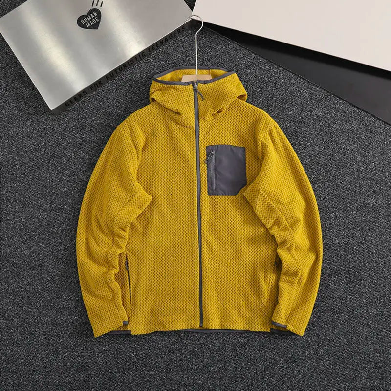2026 Outdoor Men's and Women's Leisure Sports Fishing Travel Trend Mountain Grab Velvet Hooded Wavy Camping All-match Jacket