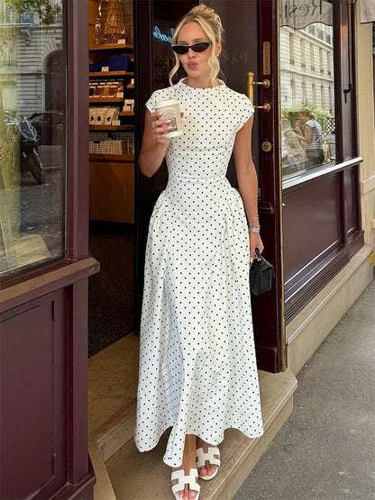 Women New Long Dresses Summer Elegant Upgraded Version Casual Polka Dots Party Dress Graceful Holiday Casual Slim Female Dresses