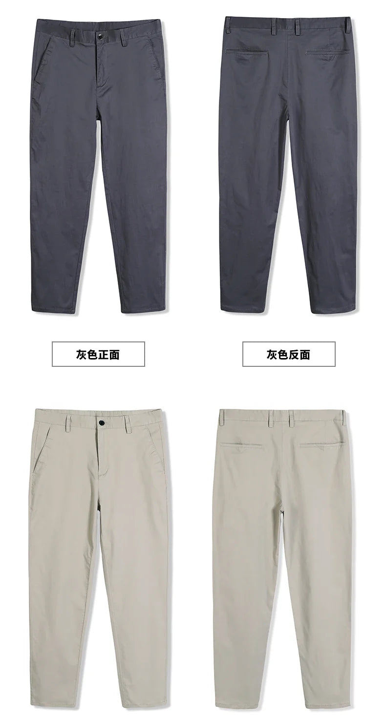 Mens Pants Cotton Casual  Stretch male trousers man long Straight High Quality 4 color Plus size pant suit  42 44 46