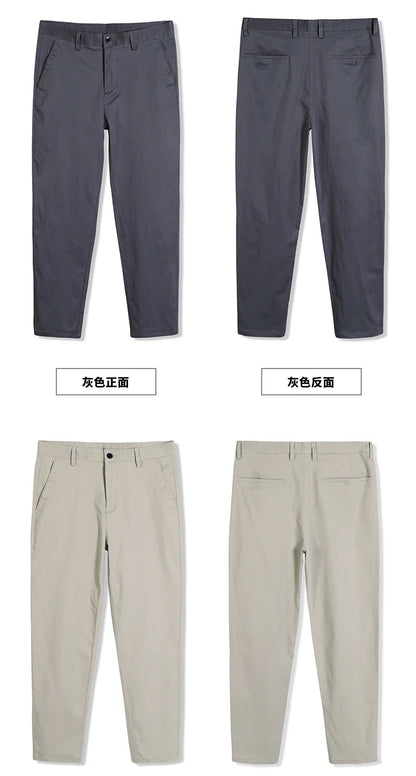 Mens Pants Cotton Casual  Stretch male trousers man long Straight High Quality 4 color Plus size pant suit  42 44 46