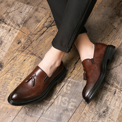 Brand Mens Leather Office Flats Wedding Banquet Luxury Loafers Comfortable Designer Oxfords Business Formal Korean Shoes for Men