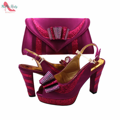 2021 Specials Design Black Color Nigerian Women Shoes and Bag Set High Quality Slingback Sandals with Appliques for Wedding