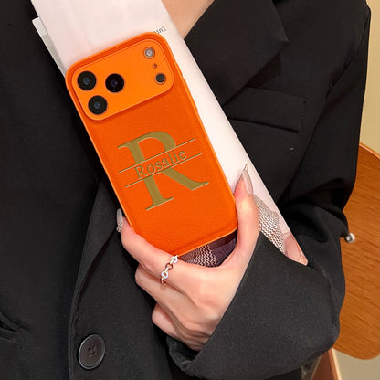 Custom Capital Letters Name Artificial Leather Multicolored Phone Case Gift For iPhone 17 16 15 14 13 12 11 Pro Max 17 Air Plus