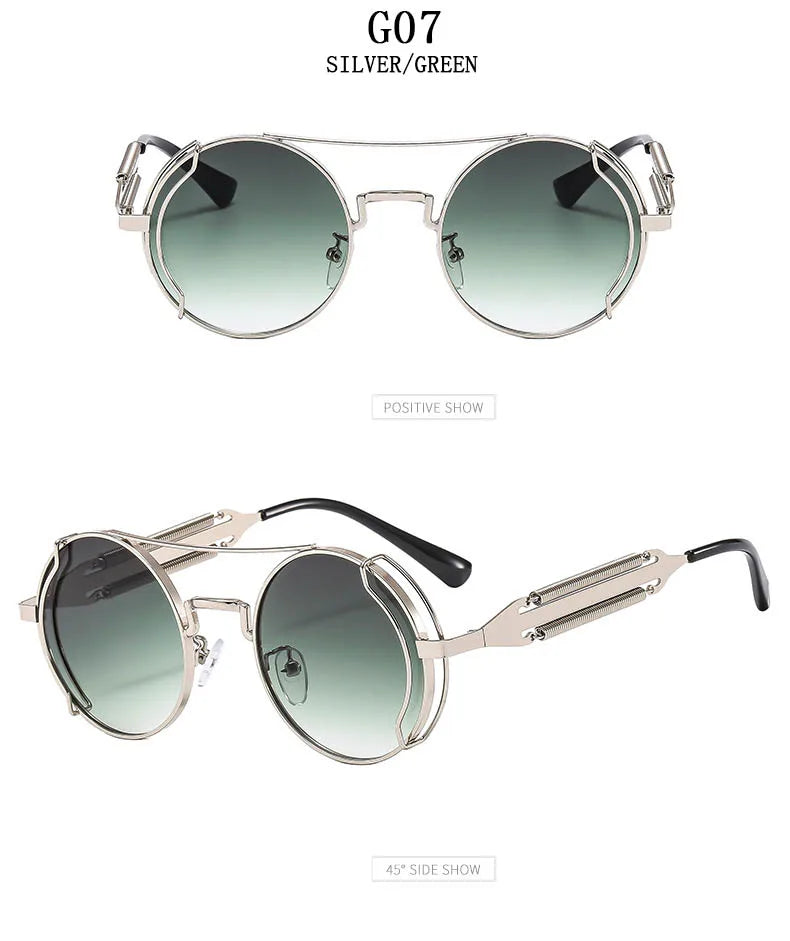 Punk Sunglasses For Men Designer Vintage Round Steampunk Fashion Glasses Retro Sunglasses Women 2024 Gafas De Sol Hombre Lunette