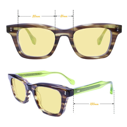 UV400 Protection Sunglasses Unisex Retro Style Acetate  Frame Polarized Lens for Driving Lightweight Comfortable