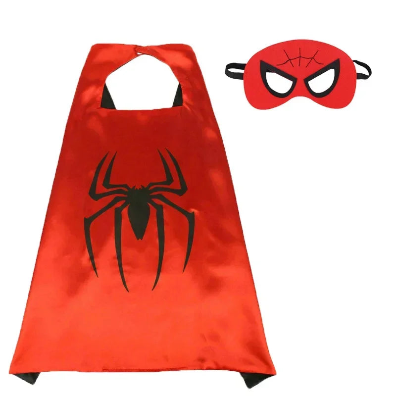 Halloween Super Hero Masquerade Mask Cape Cloak Anime Spider Man Batman Cloak Action Figure Toys Cosplay  Party Gifts