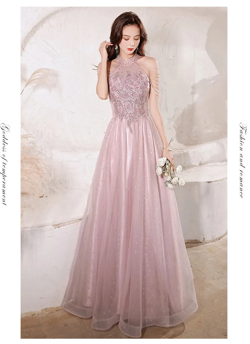 Luxury High Quality Pink Evening Dress 2026 For Prom Birthday Socialite Senior Specical Vestidos Party Dress For Women