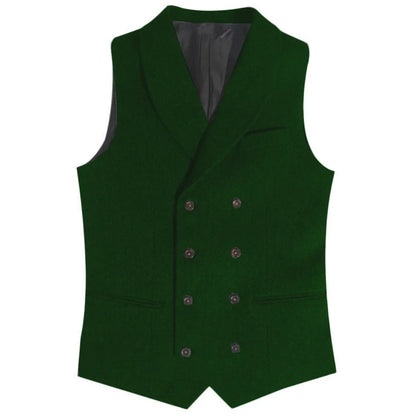 Men Vest Gray Herringbone Double Button With Lapel Waistcoat For Wedding Banquet Business Office Work Daily Casual Men Suit Vest