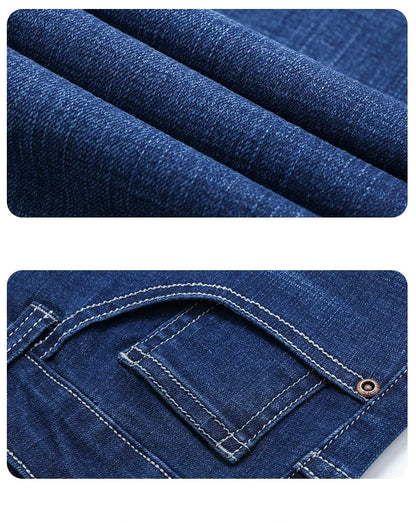 2025 Spring Autumn Men's Straight Jeans Denim Pants Classic Style Business Stretch Casual Trousers Large Size 40 42 44 46