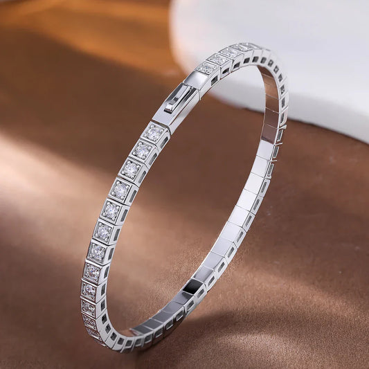 Bracelet rigide tennis en moissanite 2,5 mm pour femme et homme, en argent S925, serti clos de diamants, avec certificat GRA, cadeau de bijoux fins
