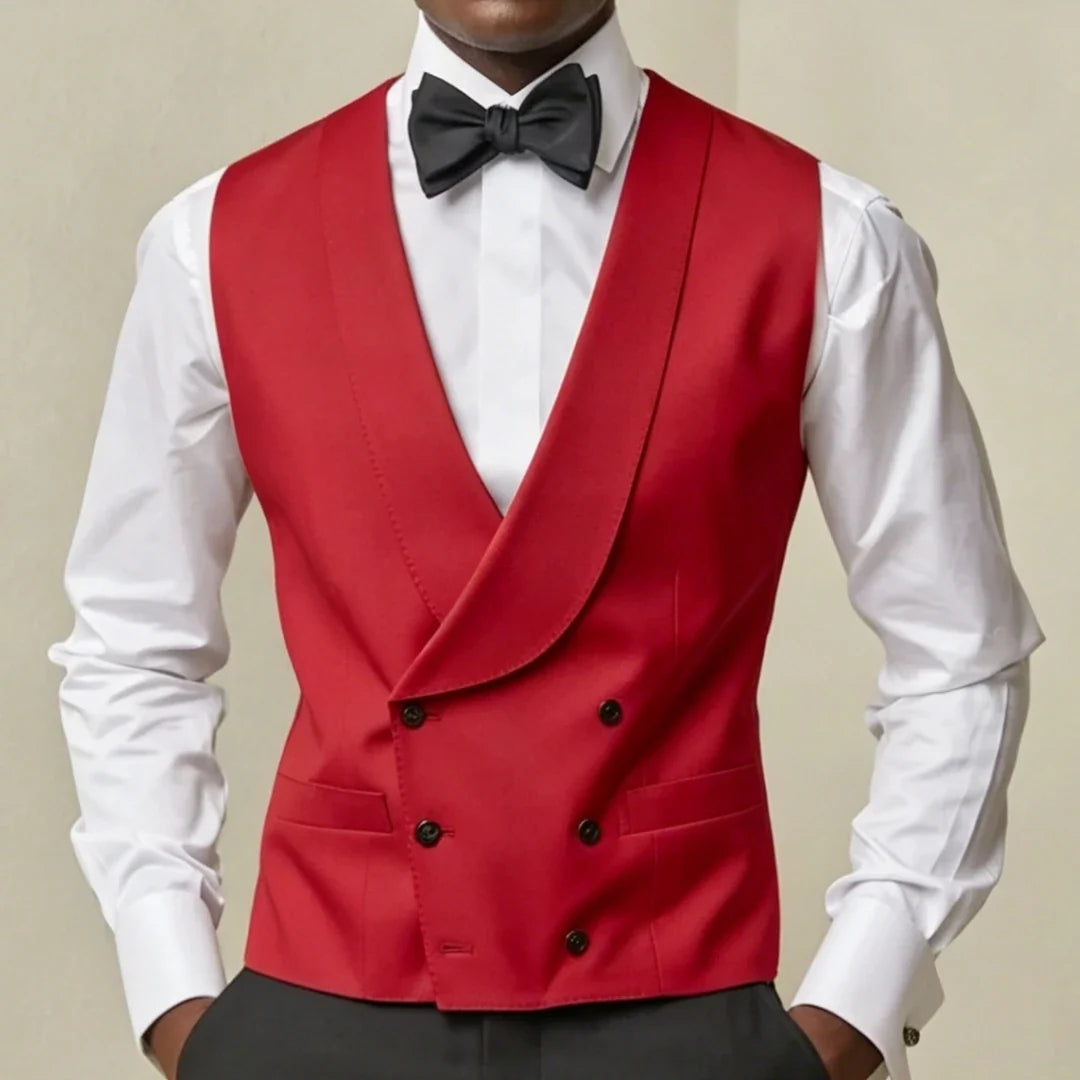 Men Vest White Double Button With Lapel Waistcoat For Wedding Banquet Business Party Office Work Casual Daily Men Suit Vest