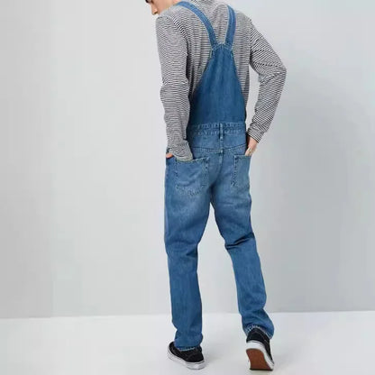 New Four Seasons Style Jeans for Men Men's Blue Denim Overalls New Men's Jumpsuit Pants Casual Straight Classic  Denim Trousers