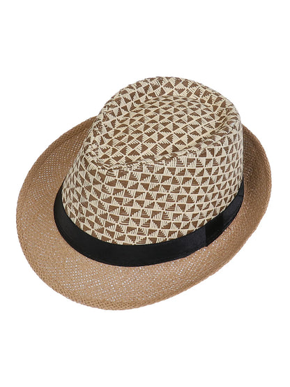 Men's Hat Woven Straw Sunshade Hat Casual Buckle Beach Sun White Wedding Black Belt Fedoras Jazz Hat Panama Cap