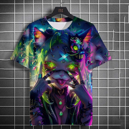 Men's T-shirt Cartoon Sexy samurai Women graphic T shirts Summer Casual harajuku streetwear 3D Printed Hip Hop Unisex Tops