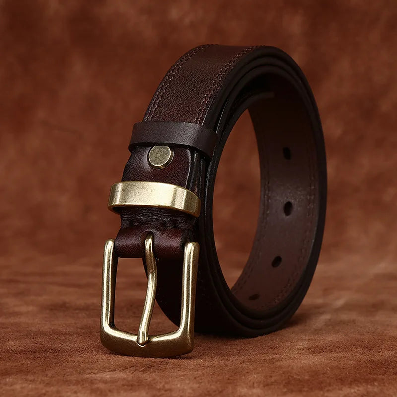 2.8CM Ladies Pure Cowhide High Quality Genuine Leather Belts for Women Needle Buckle Jeans Cowboy Waist Belt Luxury Designer