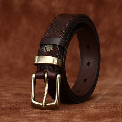 2.8CM Ladies Pure Cowhide High Quality Genuine Leather Belts for Women Needle Buckle Jeans Cowboy Waist Belt Luxury Designer