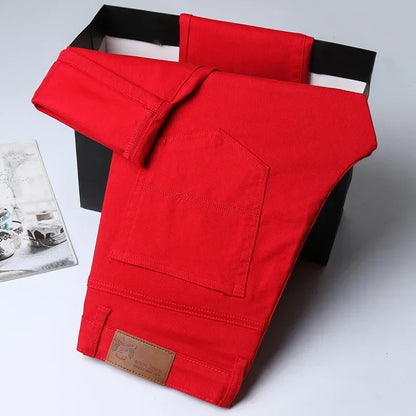 5 Colors 98% Cotton Stretchy Jeans Men's Mid-waist Straight Pencil Denim Trousers Brand Clothing Personality Fashion Male Pants