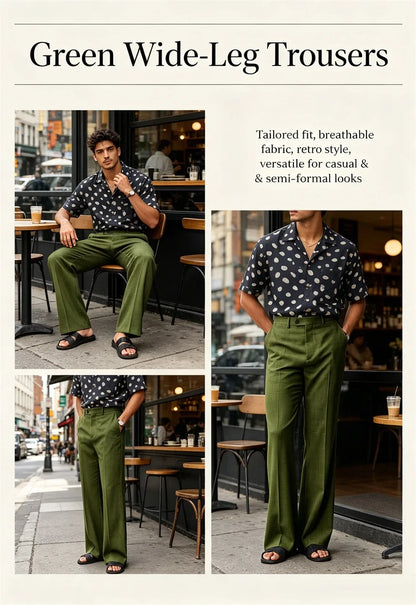 Men's High Waist Flared Pants Linen Blend Slim Fit Bell Bottoms Trousers Lightweight Breathable 70s 60s Disco Vintage Outfits