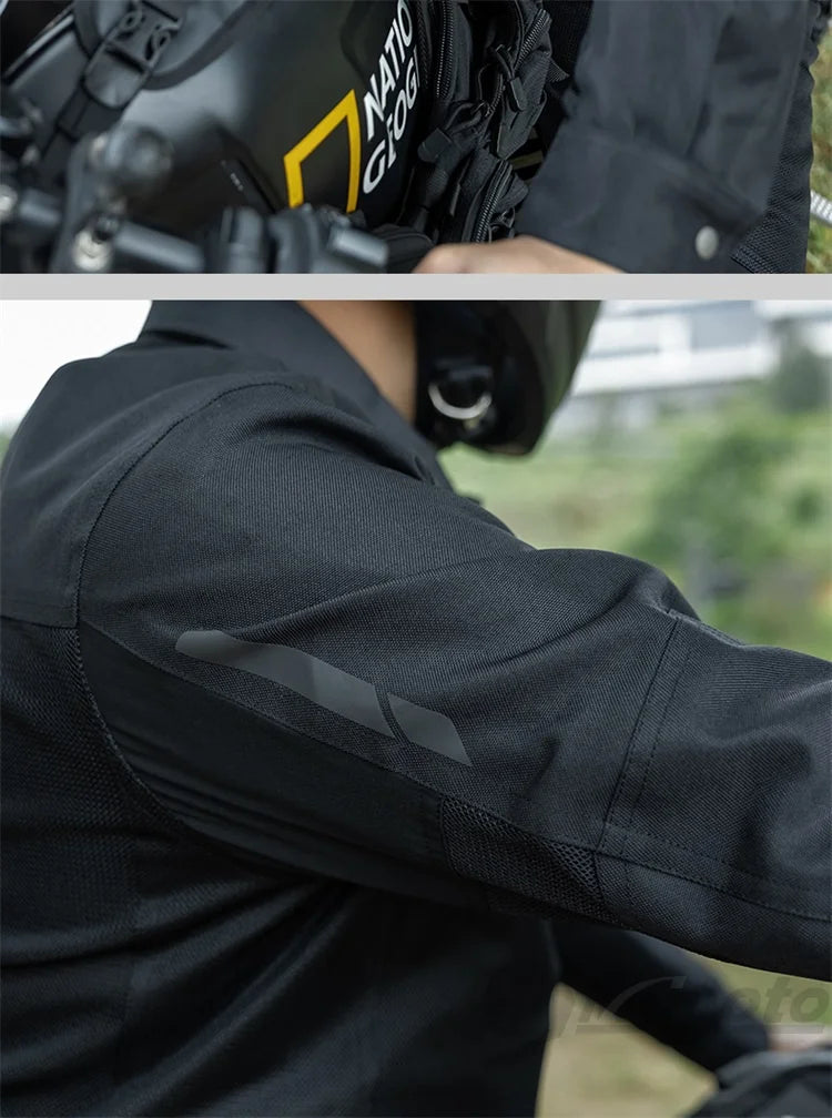 VEMAR Men Motorcycle Jacket New Upgraded Summer Breathable Jacket CE Protective Retro Black Motorbike Motorcyclist Mesh Clothing