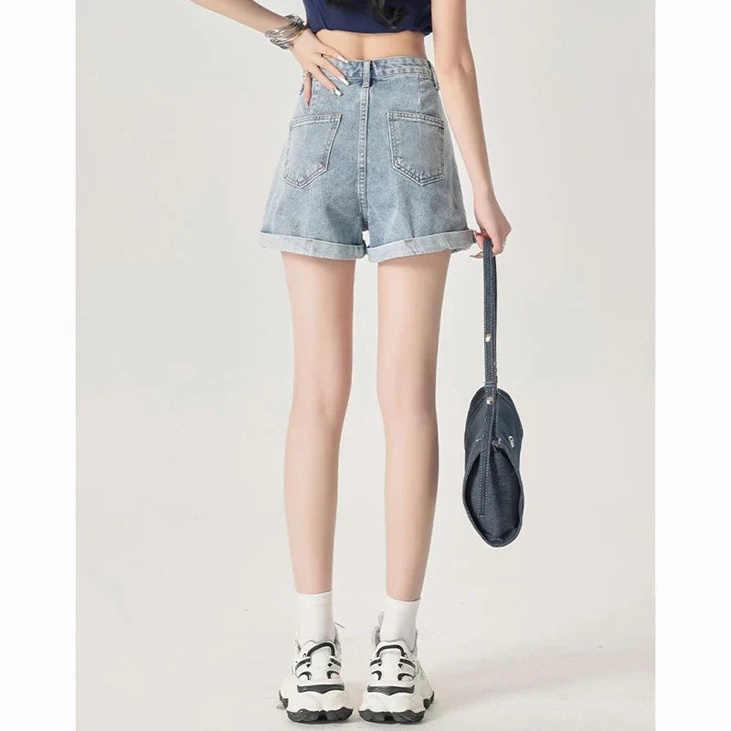 Summer Female Classic Korean Thin Jeans Women Fashion High Waist Short Pants Hot Sale Girls Casual Denim Shorts