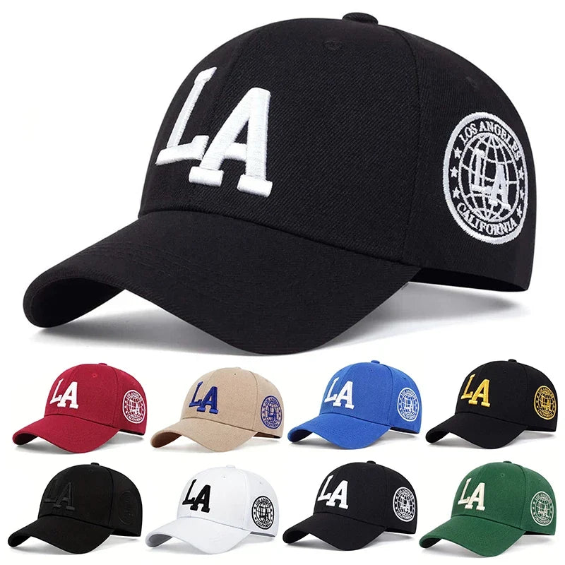 Unisex LA Leter Embroidery Snapback Baseball Caps Spring and Autumn Outdoor Adjustable Casual Hats Sunscreen Hat