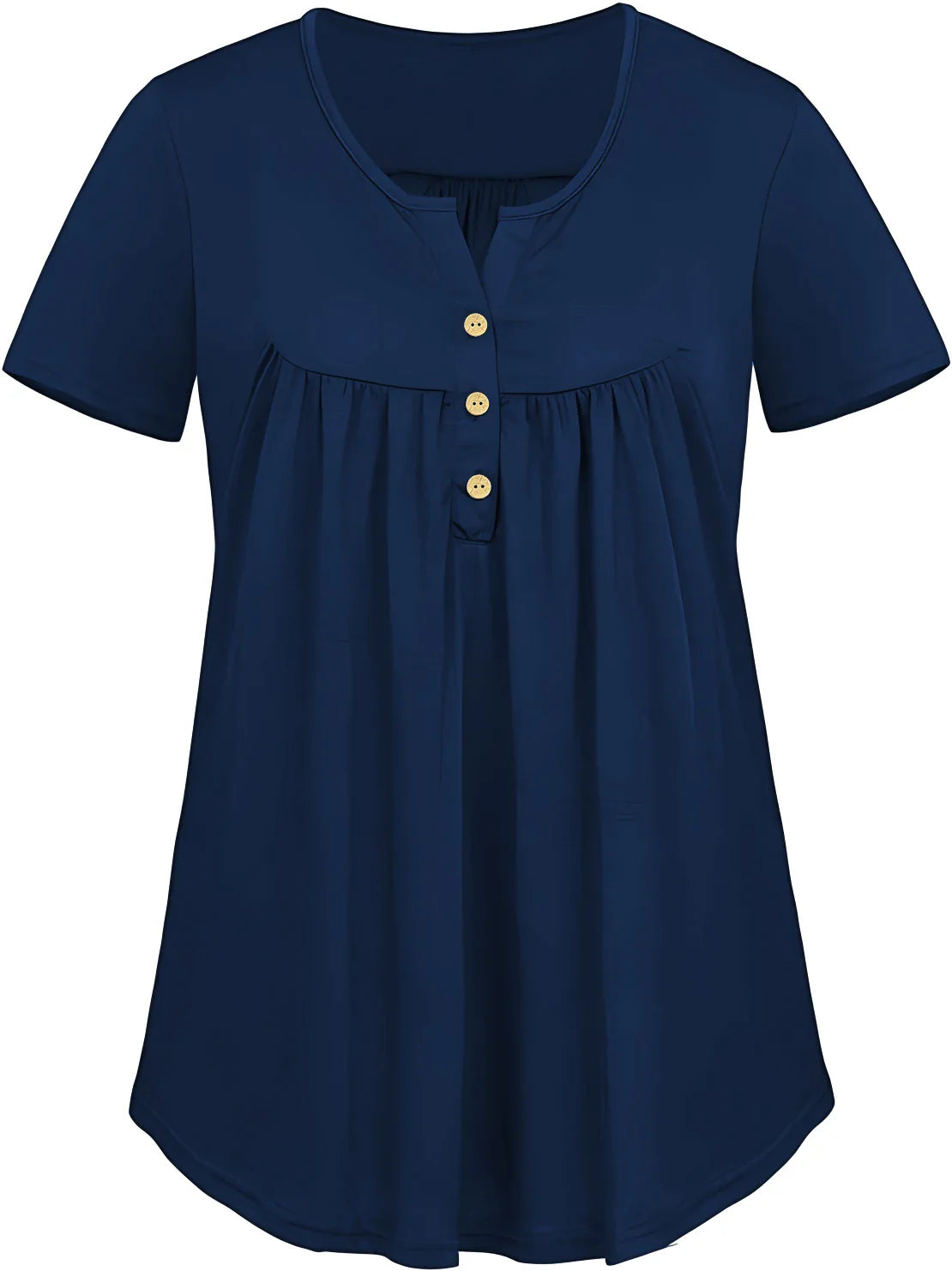 Solid Color Button Front Tee, Casual Fashion Short Sleeve Scoop Neck T-shirt for Summer