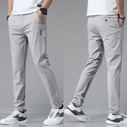 Spring Summer Ultra-thin Men's Stretch Slim Straight Casual Pants High Quality Fashion Breathable Golf Sports Trousers