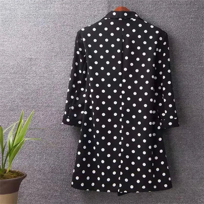 2022 New Summer Women Blazer Polka Dots Thin Jacket  Female Office Lady Suit Coat Professional Wear Casual Jackets Blazers 5XL