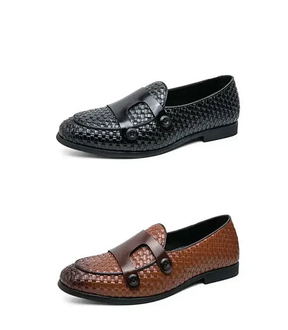 Men Loafers Shoes Brown Black Pu Breathable Double Buckle Monk Shoes Mocassins Cuir Pour Hommes  Men Shoes