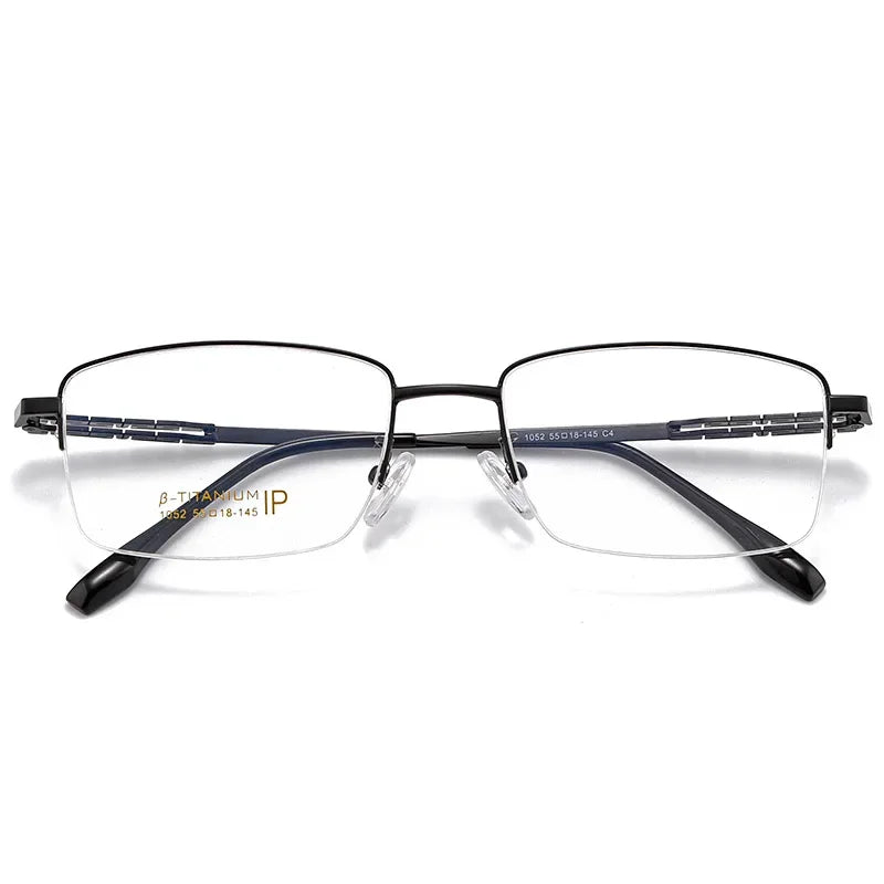 Pure Titanium Business Men's Half-rim Reading Glasses Men Fashion Simple Design Anti-blue Light Prescription Glasses 1052