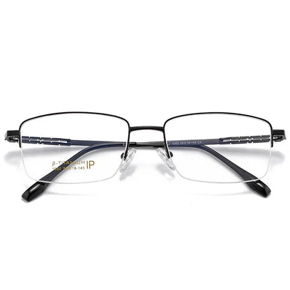 Pure Titanium Business Men's Half-rim Reading Glasses Men Fashion Simple Design Anti-blue Light Prescription Glasses 1052